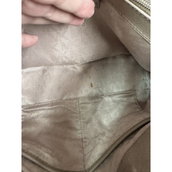 Michael Kors Hamilton Taupe Satchel Bag with Golden Chain Lock & Key - Picture 9 of 11